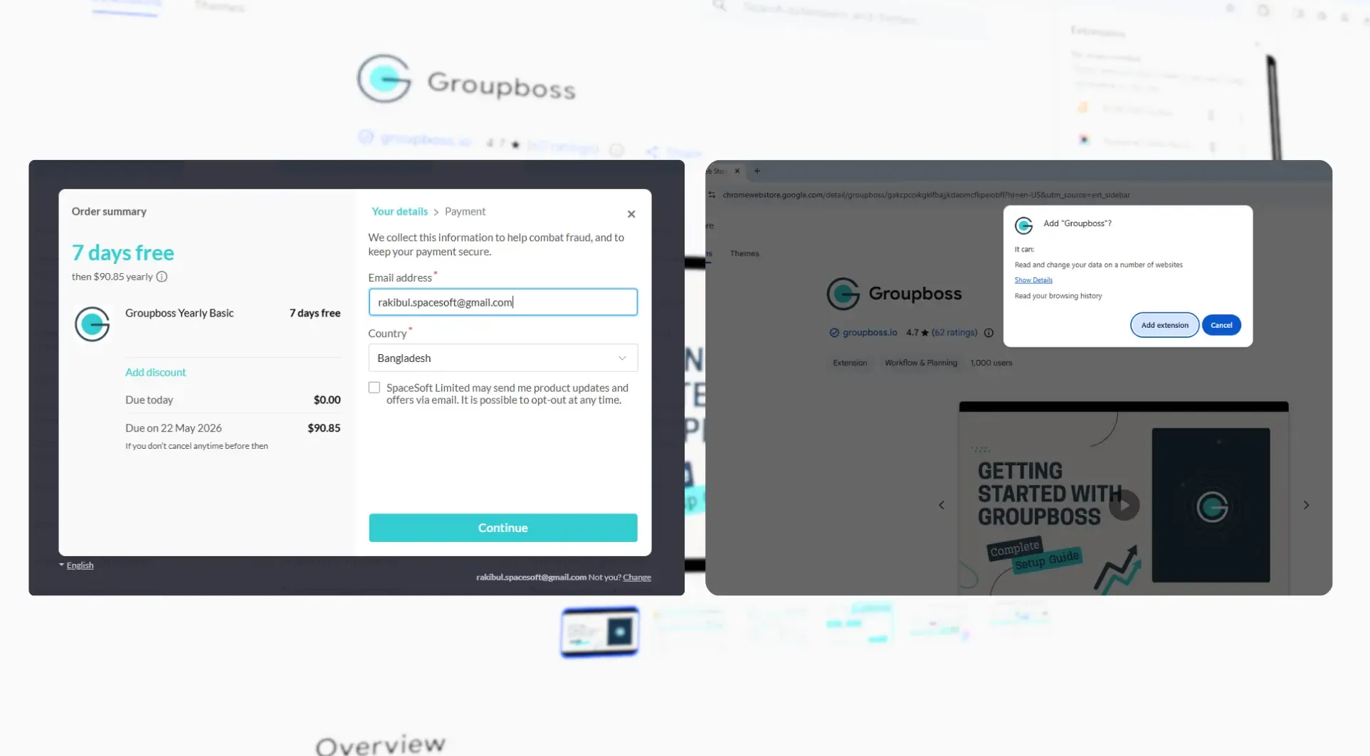 Sign up and install Groupboss Chrome extension